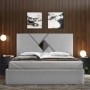 Pack Cama Melike (Veludo Beige) + Estrado (190x140cm)