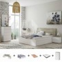 Pack Quarto Completo New Dreams c/ Camiseiro (Branco Artic/Roble Alaska) + Estrado + Colchão Premium 17HR (190x150cm)