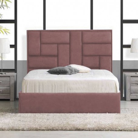 Pack Cama Dalia (Veludo Salmon) + Estrado (200x160cm)