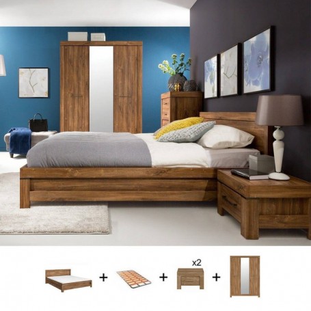 Pack Quarto Completo German c/ Roupeiro + Estrado (200x160cm)