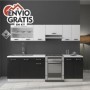 Pack Cozinha Omega II 180cm (Preto/Branco) c/ Bancada (c/ Entrega GRÁTIS)