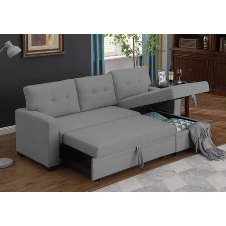 Sofá 2L + Chaise Long Reversível c/ Cama HD-6081 (229x148cm)