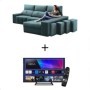 Sofá 2L + Chaise Long c/ Cama Apolo Prime (300x155cm) c/ OFERTA Smart TV 32'' Grunkel