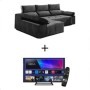 Sofá 2L + Chaise Long Jupiter Prime (305x160cm) c/ OFERTA Smart TV 32'' Grunkel