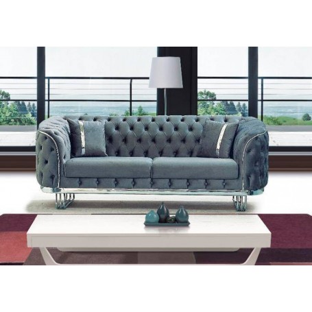 Sofá 2 Lugares Lux Chester Silver (165x90cm)