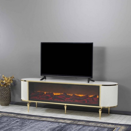 Base Tv Tuna c/ Ef. Lareira e Sis. Som Inc. (180x58x44cm)