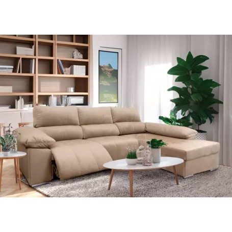 Sofá 2L + Chaise Long c/ Duplo Relax Elétrico Hades (300x165cm)