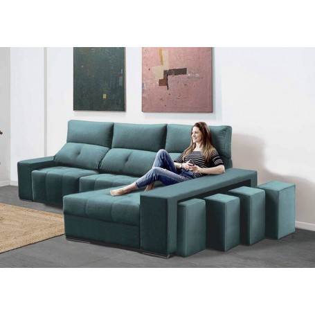 Sofá 2L + Chaise Long c/ Cama Apolo (265x155cm) c/ OFERTA Smart TV 32'' Grunkel