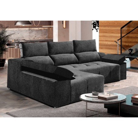 Sofá 2L + Chaise Long Jupiter (275x160cm) c/ OFERTA Smart TV 32'' Grunkel