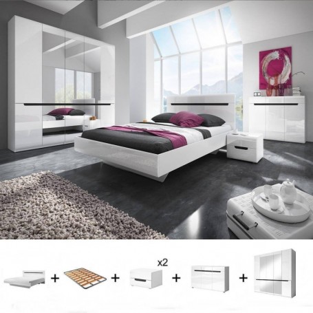 Pack Quarto Completo Hektor (Branco) c/ Roupeiro (200x180cm)