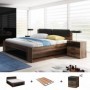 Pack Cama Galaxy (Marron) c/ 2 Mesitas de Noche + Somier (200x160cm)